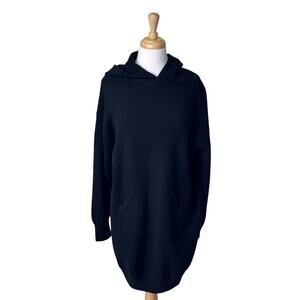 NAADAM Wool & Cashmere Hooded Mini Sweater Dress Black Medium